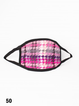 Reversible Houndstooth Print Jersey Fabric Face Mask